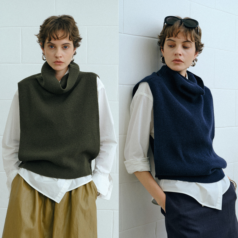 Casual Layering | Cemo 100% Merino Wool Lazy Minimalist Vibe Layered Turtleneck Knit Vest Casual Layering | Cemo 100% Merino Wool Lazy Minimalist Vibe Layered Turtleneck Knit Vest