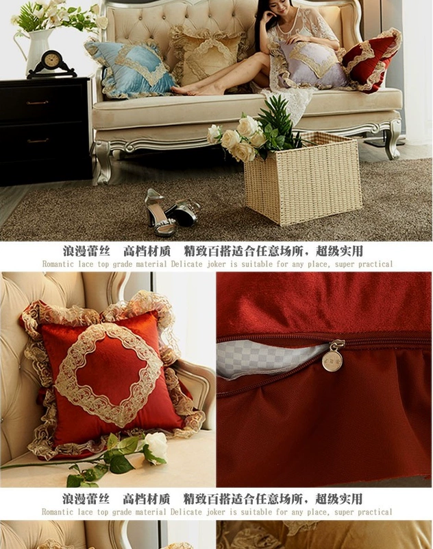 Mới gối ren Hàn Quốc nhung sofa đệm vườn công chúa lady gối tựa lưng lớn phong cách châu Âu - Trở lại đệm / Bolsters gối vuông tựa lưng sofa