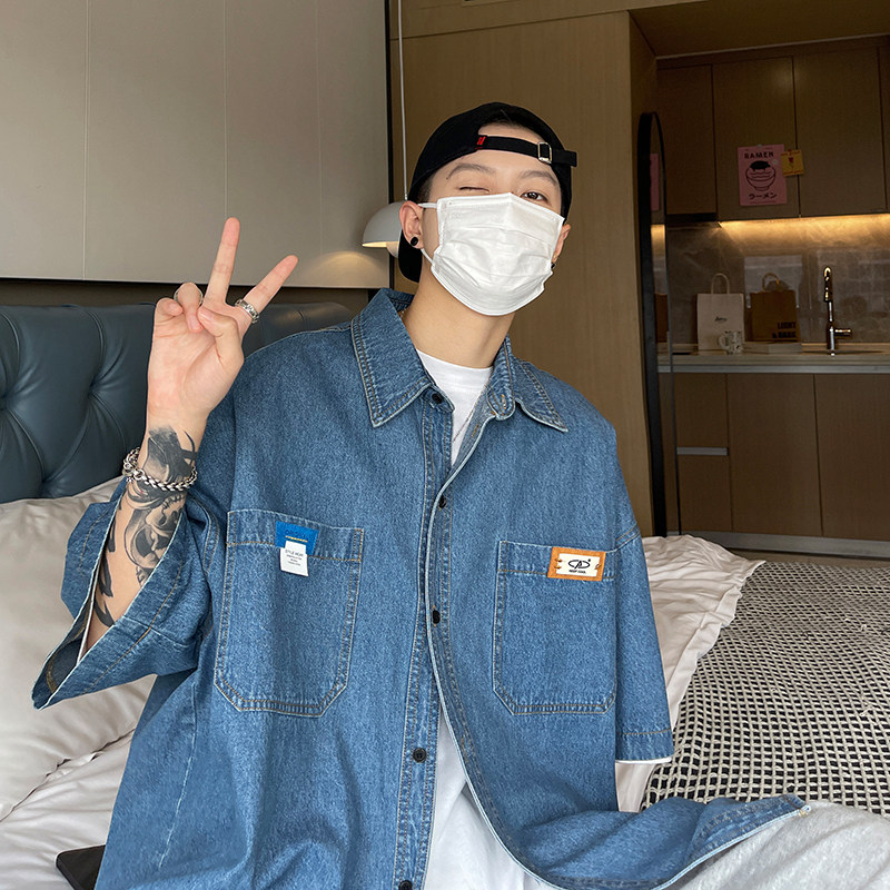 Renaissance Jean Shirt Men Summer Thin Summer Summer Summer Summer Summer Summer Summer Small Sleeve Shirt