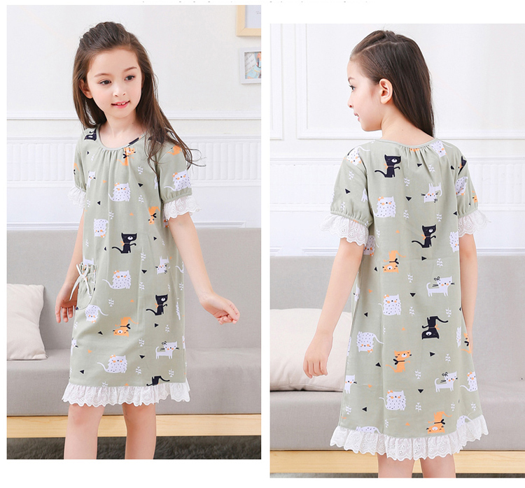 Mùa hè cha mẹ và con trẻ em đồ ngủ cotton trẻ em của bé gái cô gái ngắn tay mẹ và con gái nightdress nhà quần áo phần mỏng đồ ngủ nam
