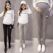 Pregnant womens pants Net red autumn and winter wear 3-9 months straight pants autumn autumn sports pants cotton belly trousers