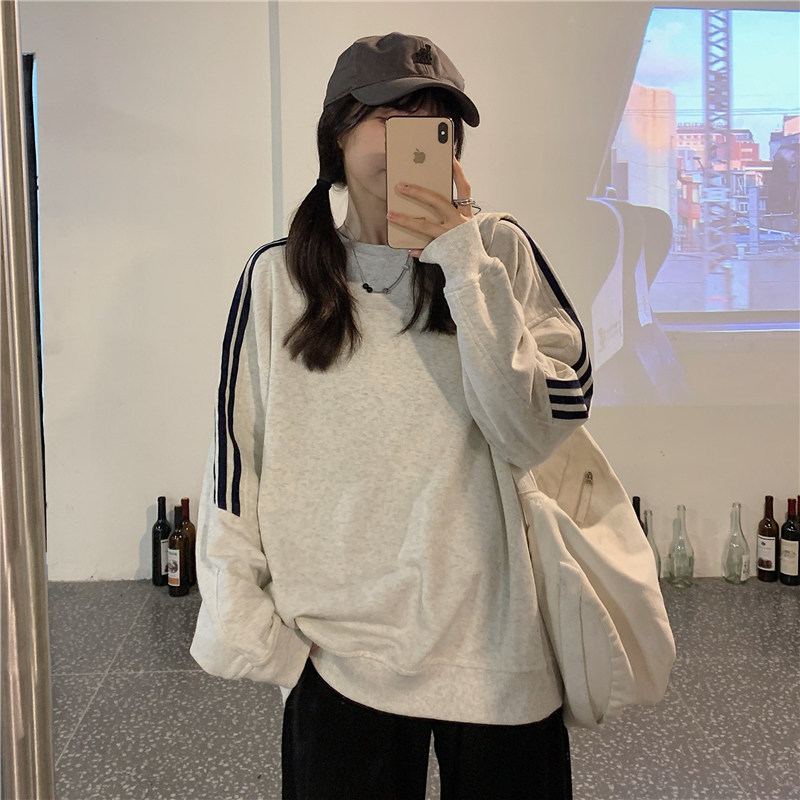 Pregnant woman Wei clothing autumn and winter outside wearing fashion loose long sleeve striped splicing blouse 2021 new pregnant women's autumn clothes women