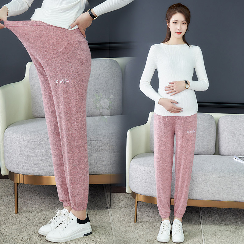 Pregnant women pants fairy house pants spring and summer thin pyjamas large size autumn and winter belly pants adjustable home pants spring and autumn