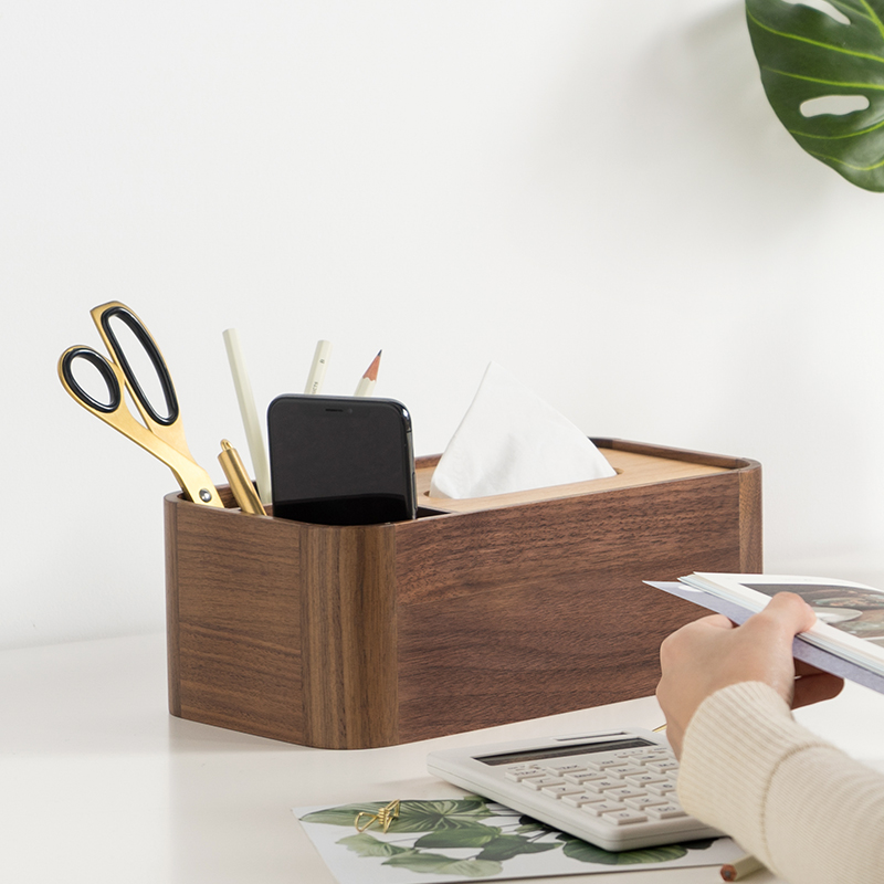 European wooden tissue box high-grade luxury lavish drawing room tea table multi-functional remote control collection box