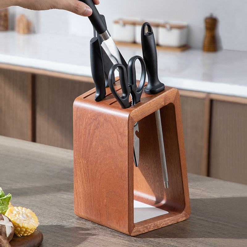 Wooden knife rack home multi-functional kitchen knife rack kitchen rack knife holder knife storage shelf countertop free of punching