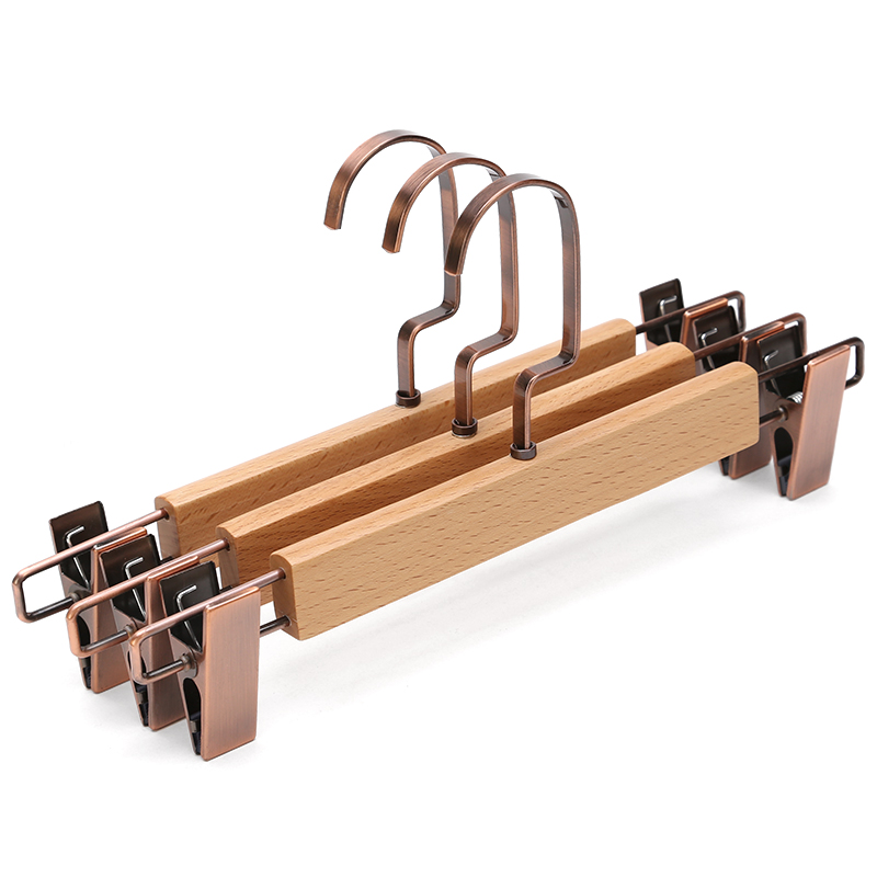 No-two-good quality wooden trousers rack pants cramp solid wood home wardrobe non-slip clothes hanger No-mark clothes shop hanging trousers rack