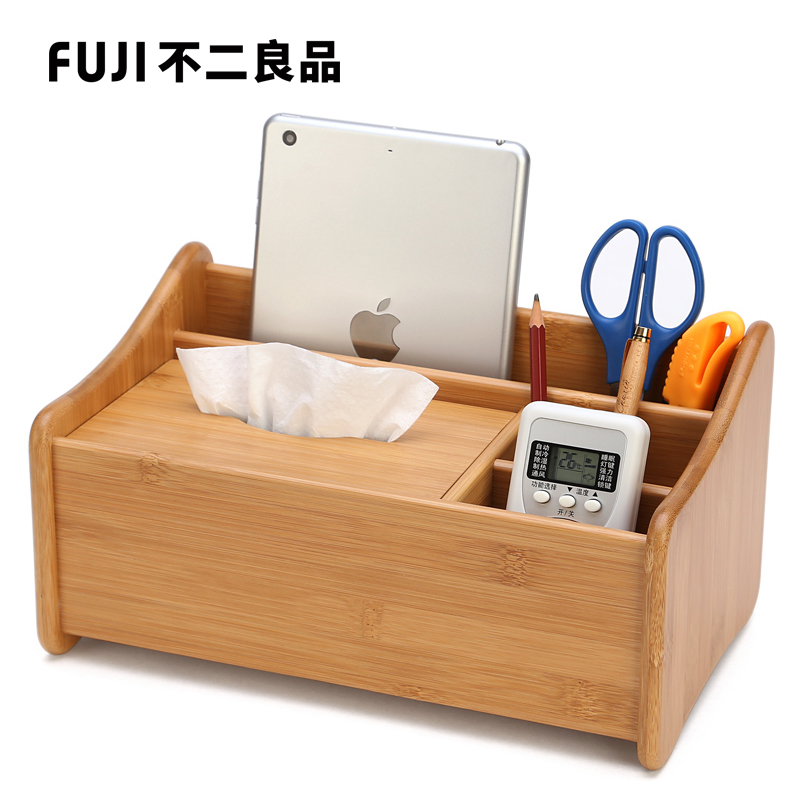 Small bamboo and wood remote control storage box Creative storage box Office desktop tissue box Living room coffee table sundries