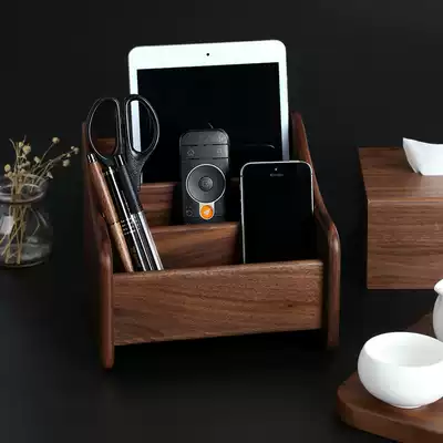 Solid Wood remote control storage box TV air conditioning wooden European desktop remote control board living room coffee table key storage shelf