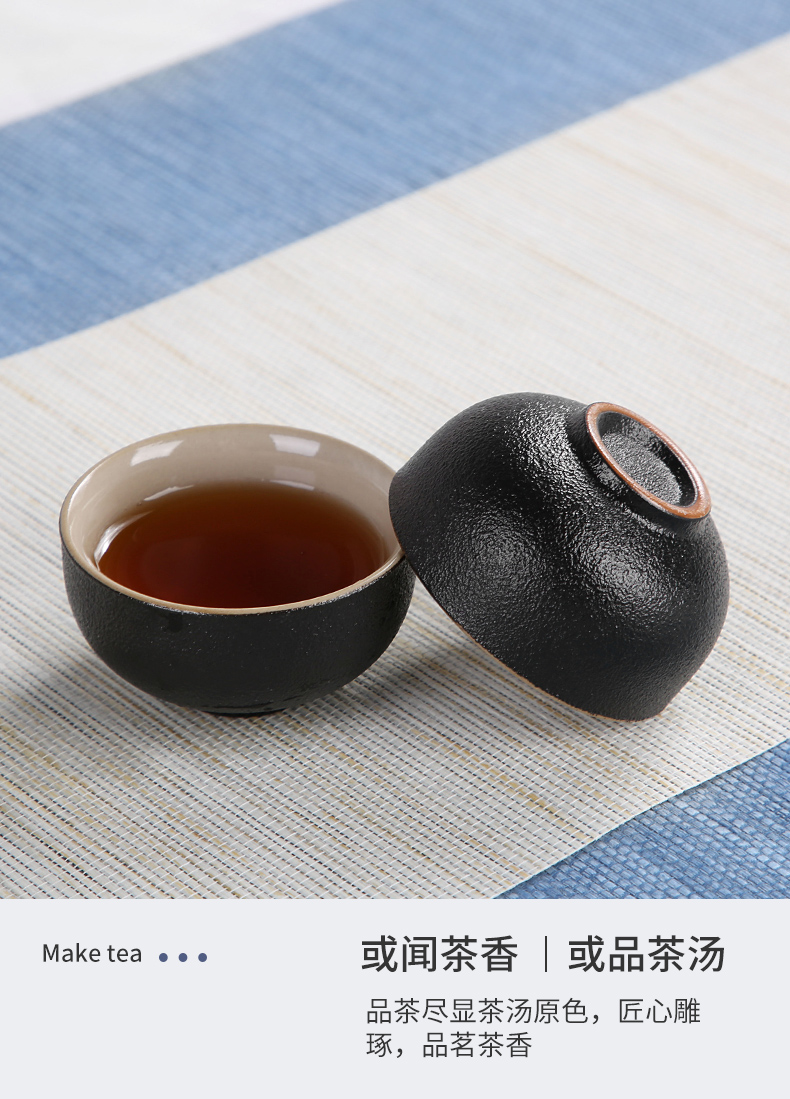 Sand embellish kung fu tea set of black suit household contracted ceramic Japanese is suing travel portable package small dry tea tray