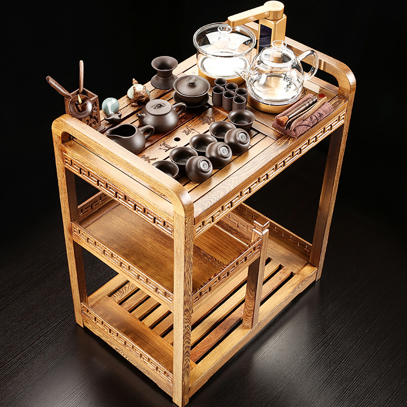 Sand stone embellish sharply wenge mobile car kung fu tea health glass pot of tea tea tray was small tea table tea tank