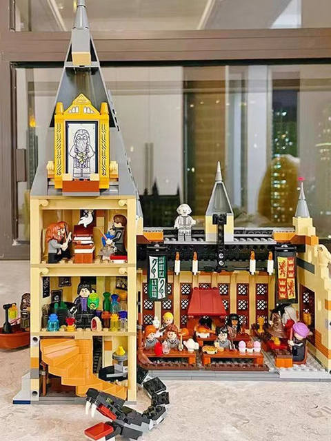 New Harry Potter Series Hogwarts Great Hall Magic Book Boys' Educational Building Block Toy Gift