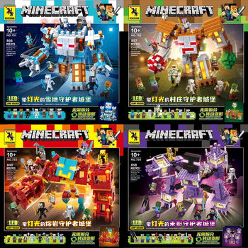 New Minecraft Ender Guardian Castle Village Snow Lava Puzzle Assembling Building Blocks Toy Gift