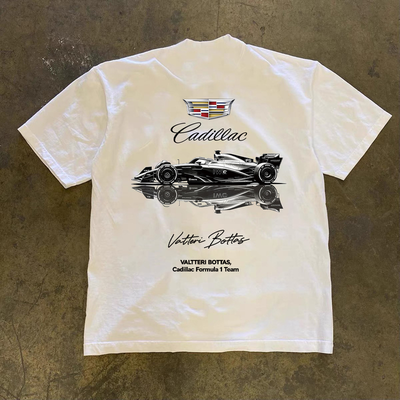 Cadillac F1 Formula Racing Valtteri Bottas Printed Short-Sleeved Heavyweight Pure Cotton Versatile T-Shirt for Men Cadillac F1 Formula Racing Valtteri Bottas Printed Short-Sleeved Heavyweight Pure Cotton Versatile T-Shirt for Men