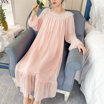 Pajamas female spring autumn cotton long sleeve cute sweet fairy palace sexy nightgown female summer princess style extension