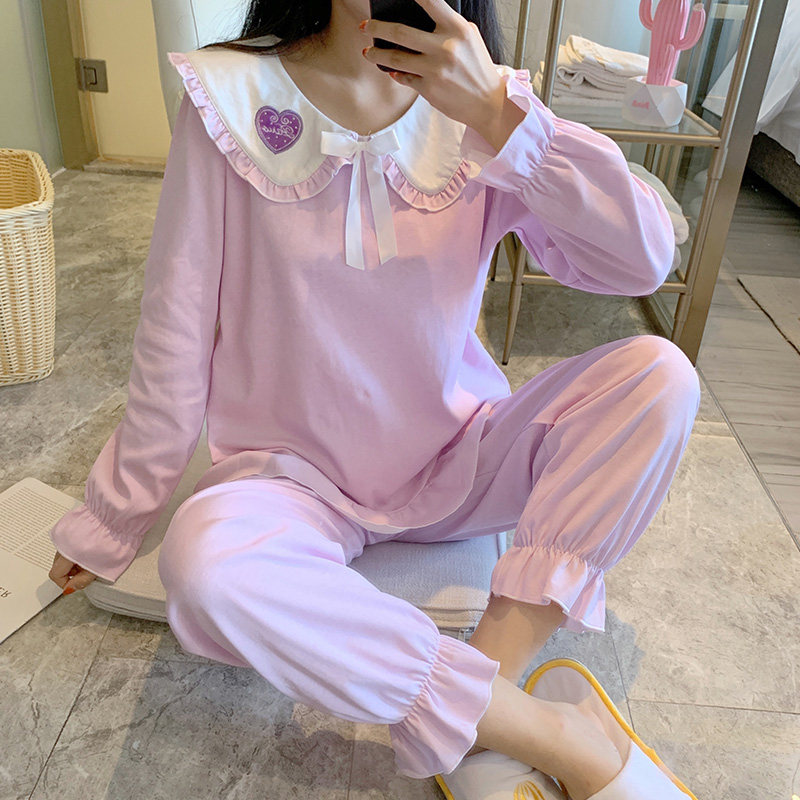 Princess pajamas women's long-sleeved spring and Autumn pure cotton Korean version fresh student sweet cute home dress doll collar suit