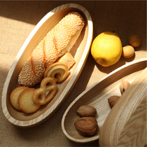 Wooden macaroon tray Fraxinus mandshuriana fruit plate solid wood snack plate fruit bread cake wood plate solid wood