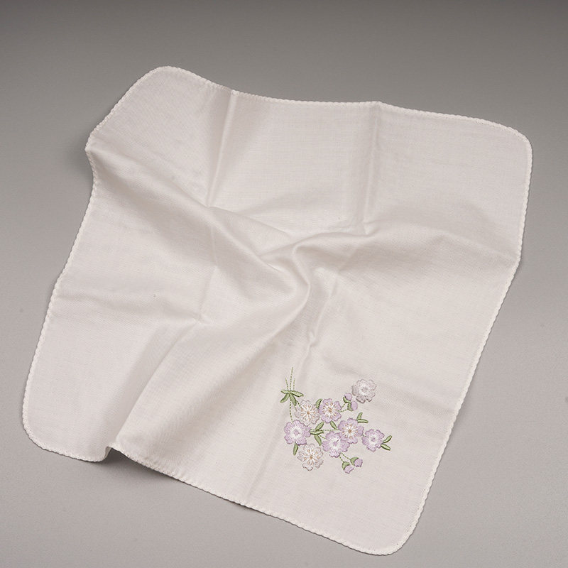 [Shanben Ren] Embroidered Lily of the Valley and Begonia Flower Handkerchief for Wiping Sweat, Portable Chinese-Style Handkerchief, Sweat-Absorbent and Quick-Drying