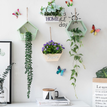 Creative hanging wall simulation fake flower hanging basket wall hanging basket indoor wall living room decoration flower art