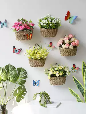 Simulation flower plant wall hanging Dining room Bedroom room wall creative hanging jewelry Shop wall Balcony wall decoration