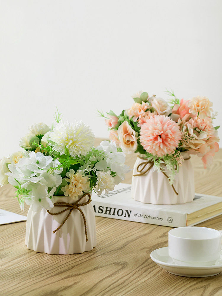 Nordic Ceramic Vase Ornament Simple Modern Creative Living Room Coffee Table Table Decoration Dried Flower Flower Arrangement
