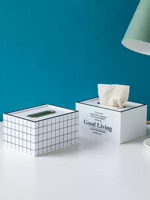 Nordic simple tissue box ornaments living room decorations European wooden sanitary paper box light luxury style napkin storage box
