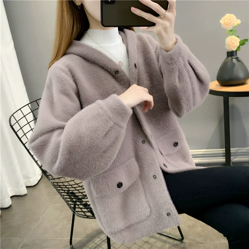 Бархатная трикотажная куртка, демисезонное термобелье, модная толстовка с капюшоном, кардиган, 2021 года, оверсайз