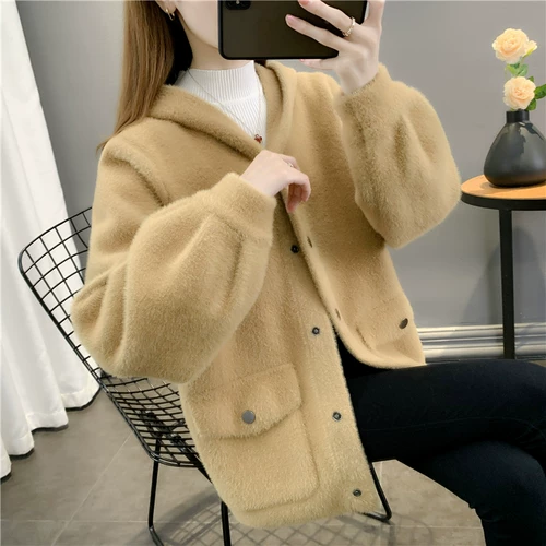 Бархатная трикотажная куртка, демисезонное термобелье, модная толстовка с капюшоном, кардиган, 2021 года, оверсайз