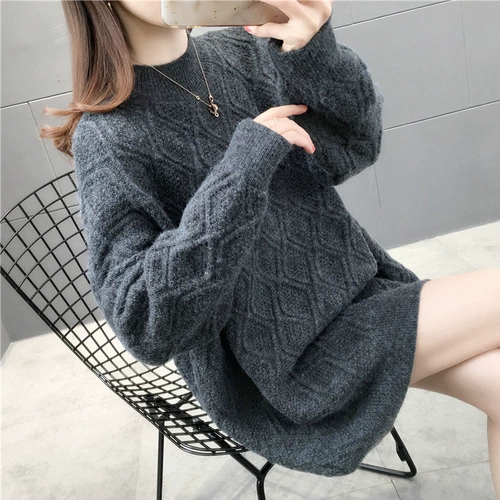 Цветной длинный демисезонный модный трикотажный свитер, осенний, в корейском стиле, средней длины, 2020