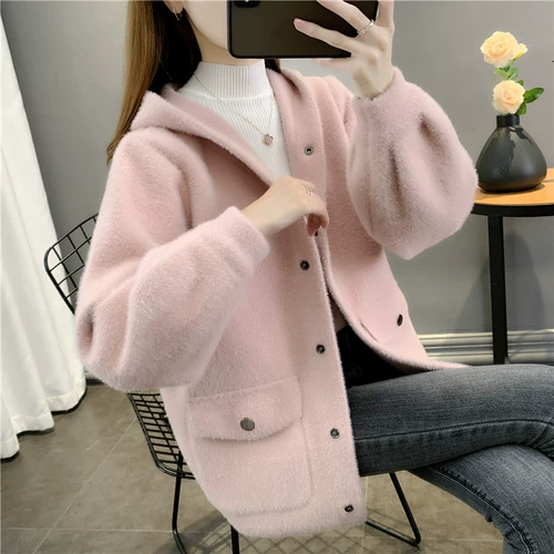 Бархатная трикотажная куртка, демисезонное термобелье, модная толстовка с капюшоном, кардиган, 2021 года, оверсайз