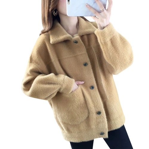 Демисезонный бархатный свитер, куртка, короткий трикотажный кардиган, искусственный мех, в корейском стиле