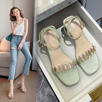 Net red transparent sandals women 2022 new summer 100 hitch with cool drag temperament with fairy wind Roman shoes