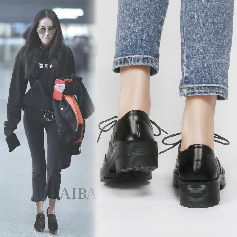 Tide Cards Small Leather Shoes Women Inglust Style 2022 New Spring Autumn Season Retro 100 Hitchhiking Brooch Coarse Heel Lace Single Shoes