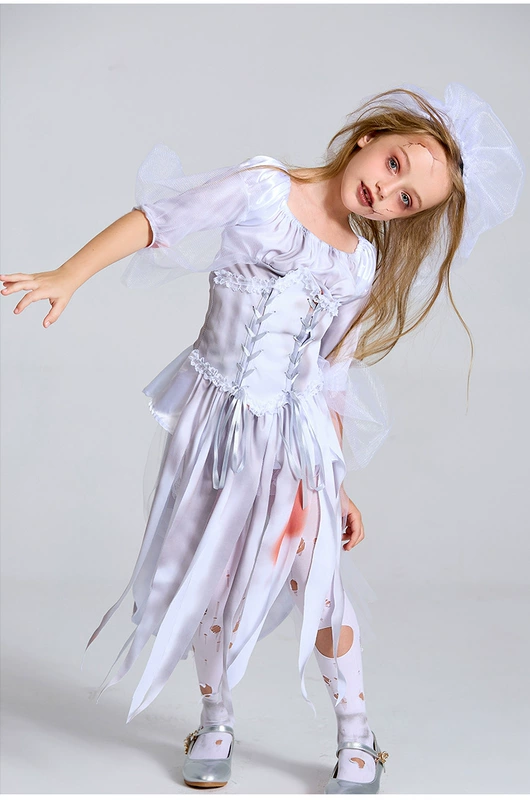 Trang phục hóa trang Halloween kinh dị tráng màu xám ma cà rồng cô dâu hóa trang cosplay zombie phù hợp với