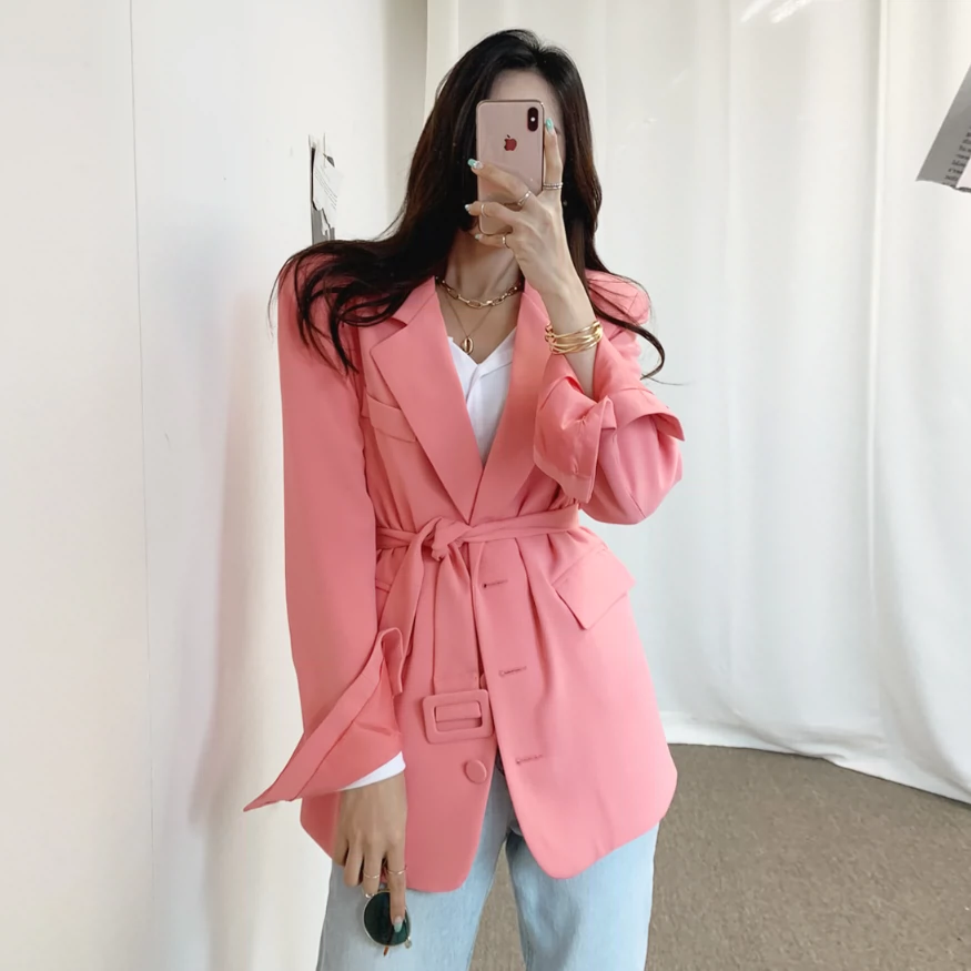 Spot Hàn Quốc Dongdaemun Women 2020 mùa xuân mới INS siêu lửa tính khí lỏng lẻo phù hợp với áo khoác td - Business Suit