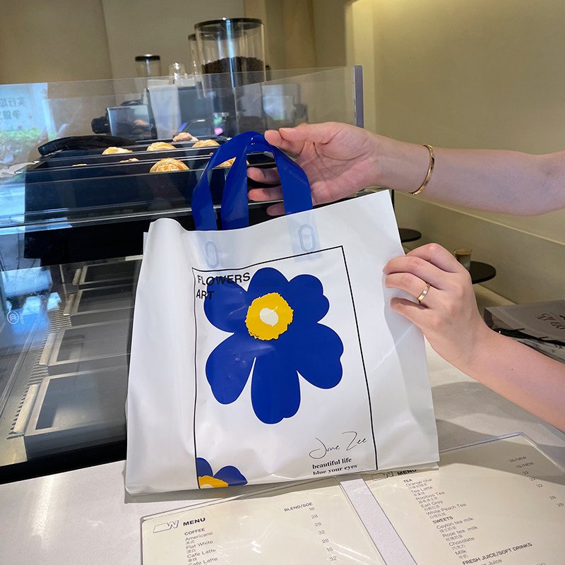 ins Klein blue tote bag thickened clothes clothing store bag net red plastic gift shopping packaging customization