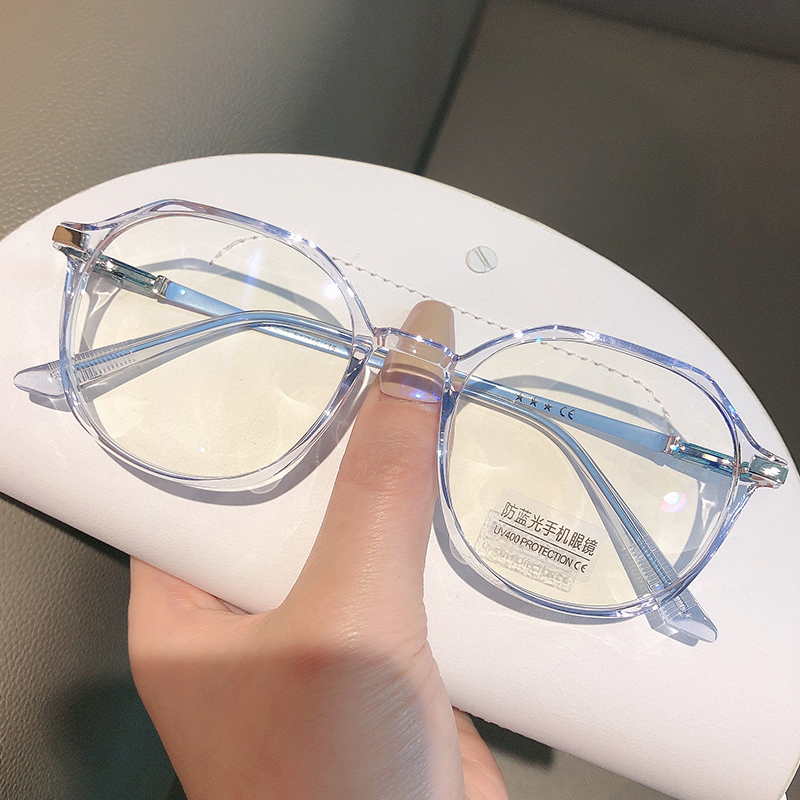 Myopia Glasses Feminine pigment can be equipped with degree large face radiation-resistant anti-blue light transparent eye frame Korean version tide