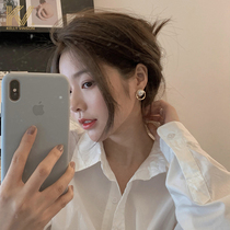 French retro earrings advanced sense light luxury niche temperament geometric stud earrings sterling silver pearl earrings 2021 New Tide