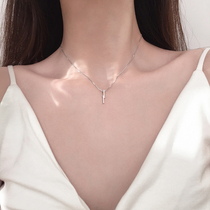  Geometric flash diamond necklace female summer sterling silver simple light luxury niche design sense high-end clavicle chain 2021 new trend
