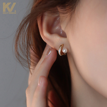 Pearl earrings 2021 New Tide senior sense light luxury earrings female sterling silver exquisite simple niche temperament earrings