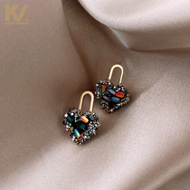 Love crystal earrings women sterling silver temperament celebrity earrings advanced sense light luxury gem earrings 2021 New Tide