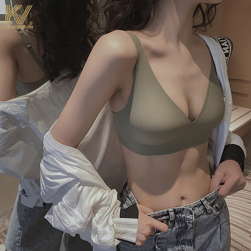 Lingerie Women No Steel Ring Summer Thin one-piece Scar-Free Underwear Large Chest Display Small Adjustment Type Memory Cotton Bra