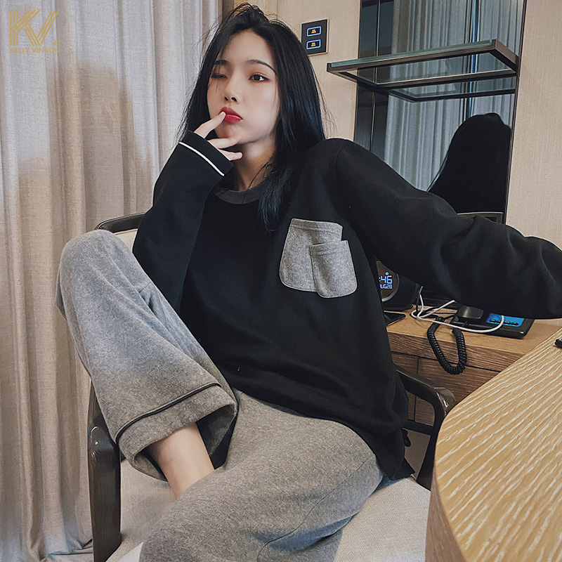 Sleepwear woman autumn and winter can be worn outside 2020 New suit can go out for leisure Spring and autumn long sleeve Home clothes Two sets