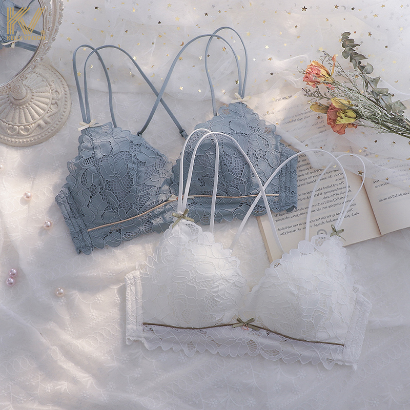 White lingerie woman thin chest of small breasts to gather auxiliary milk anti-sagging without steel ring bra breathable beautiful back bra suit