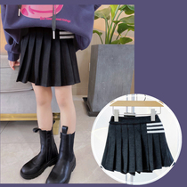 Children's pleated overskirt autumn and winter new girls high waist padded woolen skirt Korean female baby Joker skirt