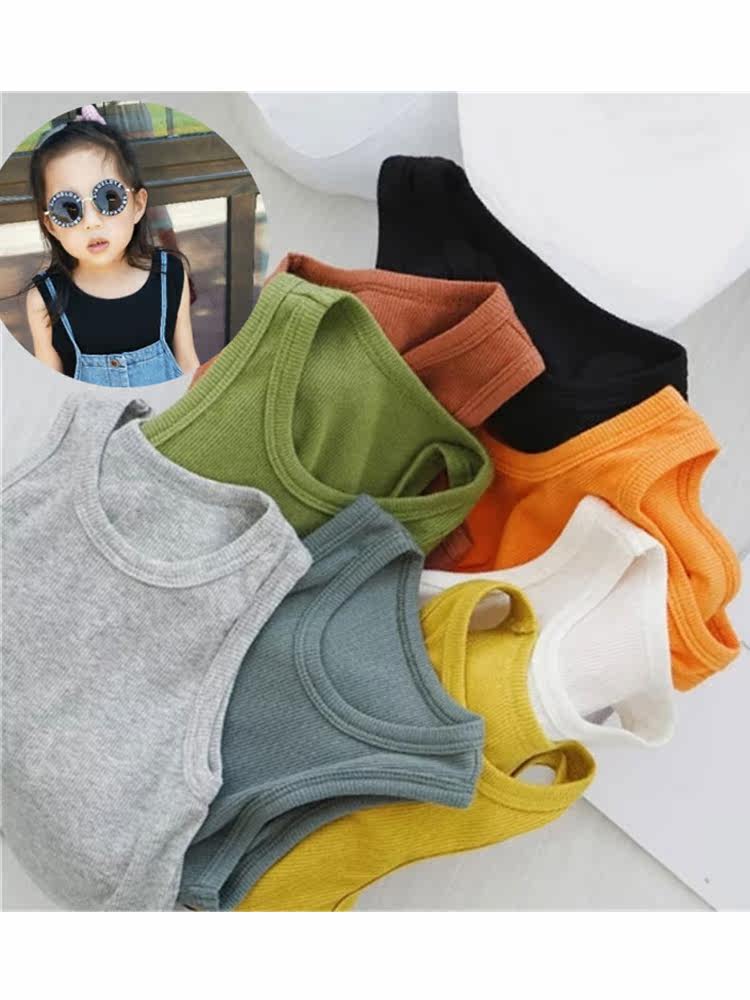 Children's vest Men's and women's summer sleeveless top Korean version of the baby base T-shirt Children's threaded vest pure cotton t-shirt