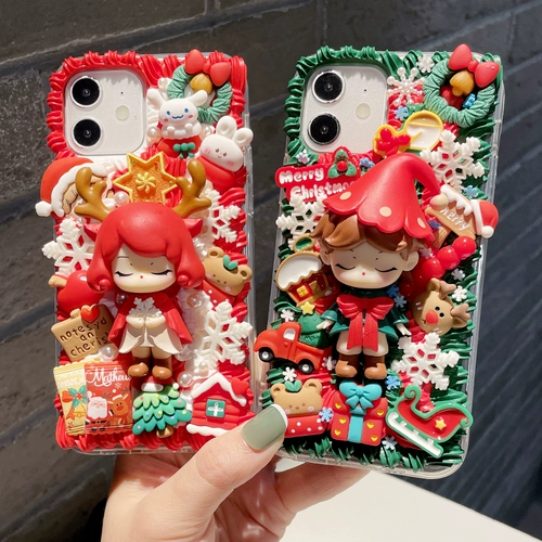 Рождественский кремовый мультяшный чехол для телефона, набор материалов для влюбленных ручной работы, комплект, «сделай сам»