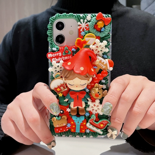 Рождественский кремовый мультяшный чехол для телефона, набор материалов для влюбленных ручной работы, комплект, «сделай сам»