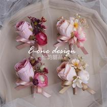 IJ6J forest champagne color wedding bride groom bridesmaid best man father mother wedding corsage wrist flower