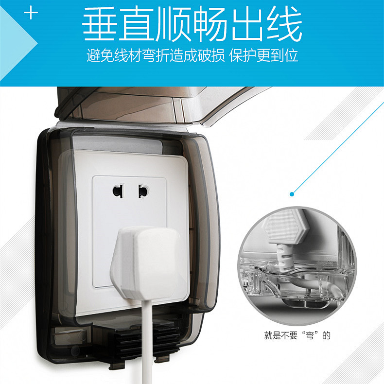 Roger Lang Bathroom Makeup Room Waterproof Case 86 Type Transparent Waterproof Socket Panel Switch Splash Box Outdoor Protection