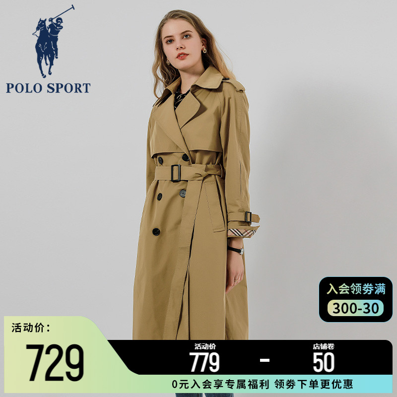 Polo Sport Windcoat Jacket Woman Spring Autumn 2022 New Medium Long Version Small Sub Superior Sense Casual Wear